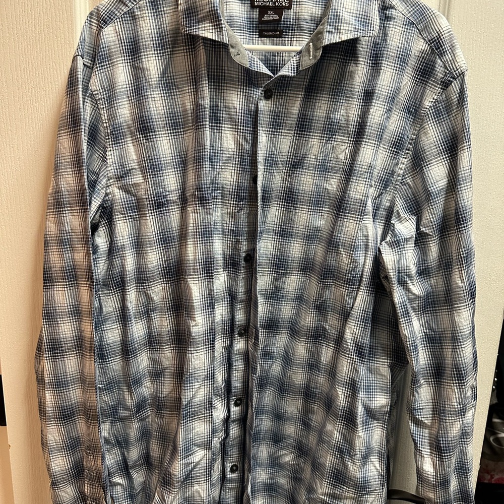 Michael  Kors Men's Blue Plaid Shirt size XXL/ NWOT 941